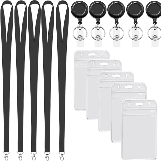 YOUOWO 5 Pack Black Lanyards - Image 2