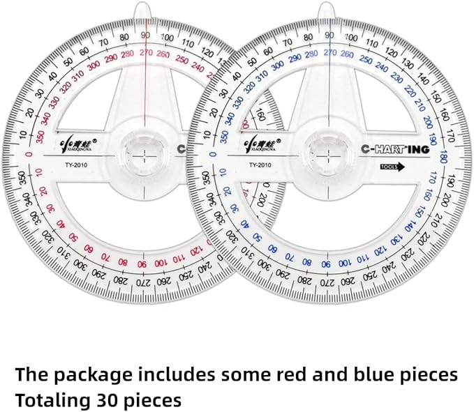 360° Protractor Pack of 30 Protactors Plastic Protractor Math Protractors Clear - Image 6