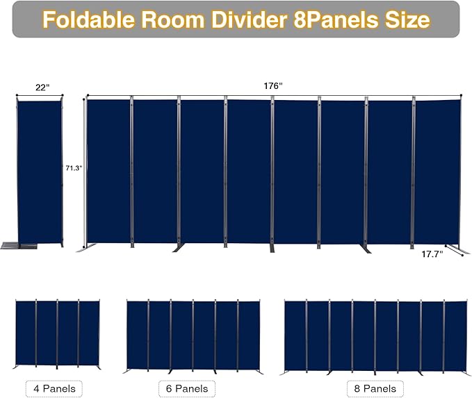 CHOSENM Room Divider, 8 Panel Folding Privacy Screens - Image 2