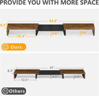 tavr dual monitor stand riser, wooden computer monitor, front angle view
