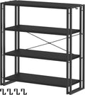 HCHQHS Bookshelf, 4-Tier Industrial Bookcase, Freestanding Tall Bookshelves