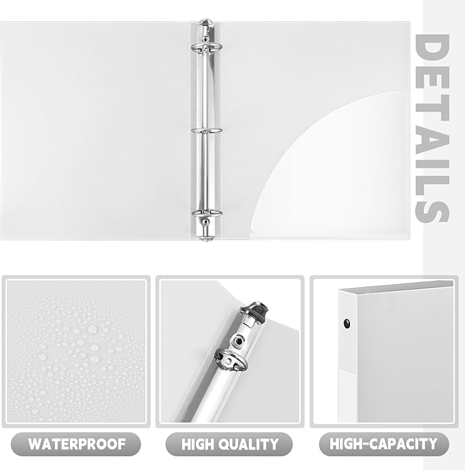 Henoyso 16 Pcs 3 Ring Binder 0.5 Inch Round Fits Letter Size 8.5'' x 11'' Paper - Image 3