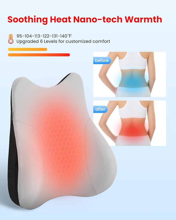 COMFIER Lumbar Support Pillow for Office Chair, Heated Back Support Pillow - Image 4