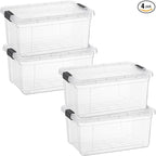 Superio Storage Bins with Lids- 4 Pack, 1.85 Qt Clear Boxes by Superio