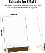 8.5 x 11 Menu Holder, Acrylic Table Menu Stand, Classic Wooden Sign Holder - Image 6