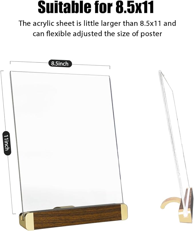 8.5 x 11 Menu Holder, Acrylic Table Menu Stand, Classic Wooden Sign Holder - Image 6