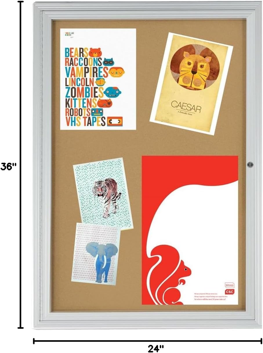 Displays2go 2x3 Foot Cork Enclosed Bulletin Board