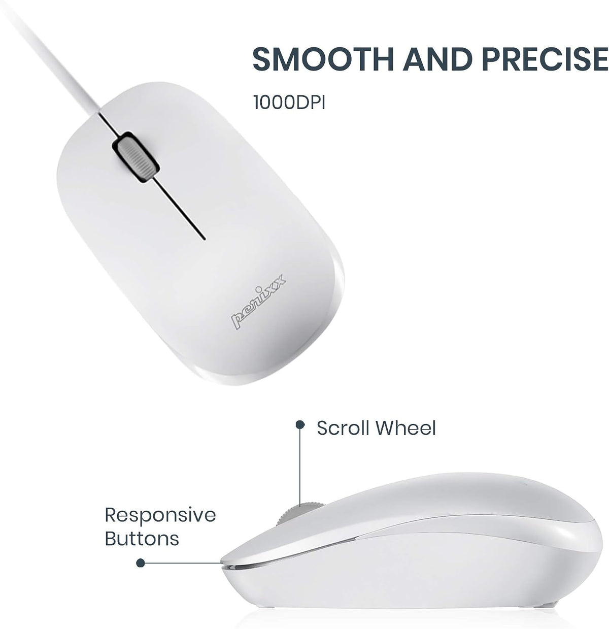 Perixx PERIDUO-212 Wired Mini Keyboard and Mouse Combo, 12 Multimedia Keys, U...