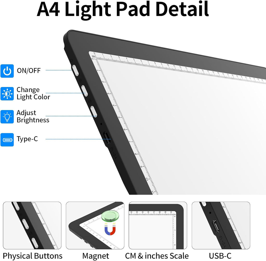 toheto rechargeable a4 light board with stand, super on a desk or shelf
