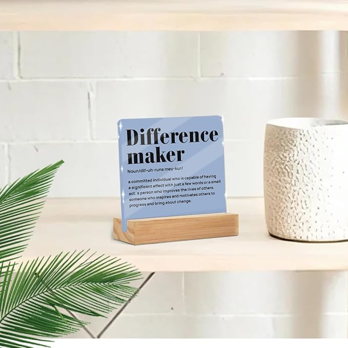 Difference Maker Gifts for Teacher Coach Mentor Boss Leader, Acrylic Sign 4x4 - Image 5