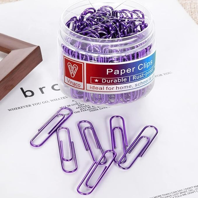 Vinaco Purple Paper Clips, Rustproof Coated Paper Clips - Image 6
