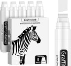 BIGTHUMB White Poster Markers Jumbo Paint Pen: 5 pcs 15mm Wide Tip Thick by BIGTHUMB