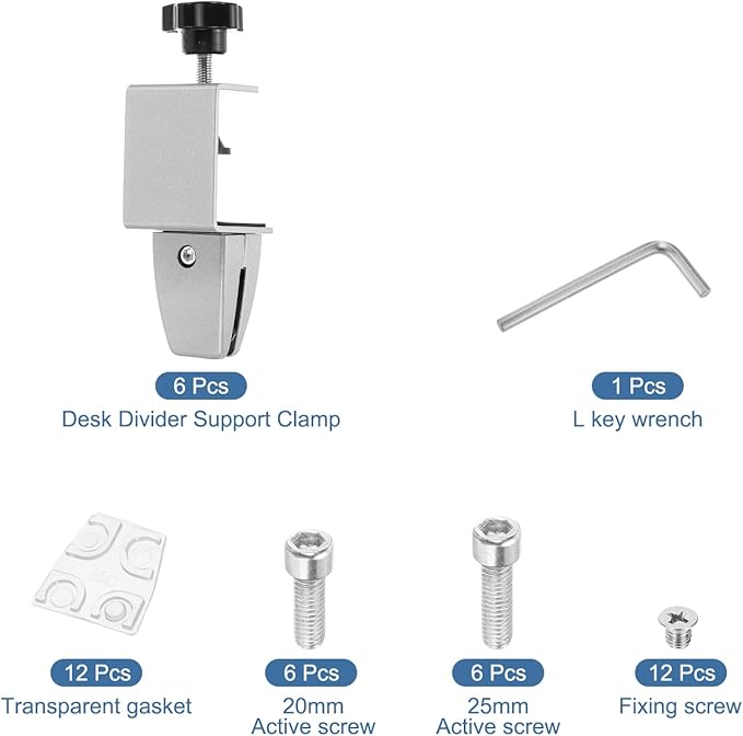 PATIKIL 6 Pcs 1/8"to 1/2" Adjustable Desk Divider Partition Clips, Aluminum - Image 3