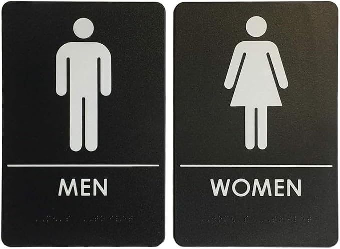 USA Made - Men's and Women's Restroom Signs ADA-Compliant Bathroom Door Signs by RockRidge
