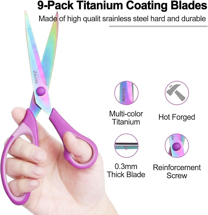 Zicolu 8.5" Scissors Bulk Set of 12-Pack, Sharp Scissors all Purpose Heavy Duty - Image 3