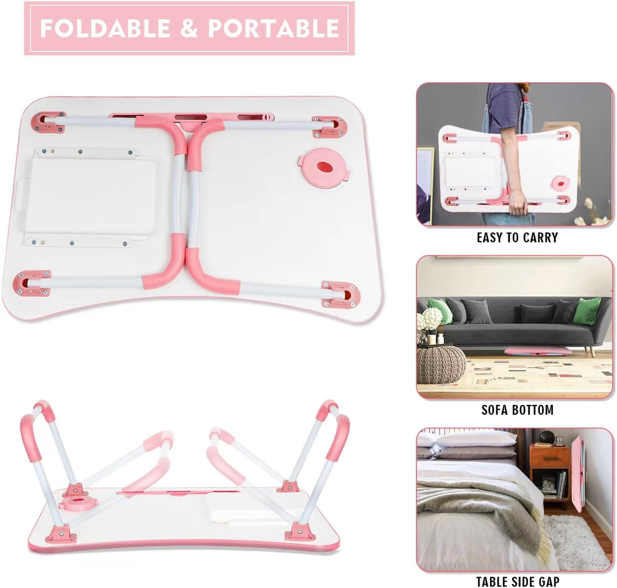 Laptop Bed Table, Foldable Laptop Desk Bed Tray with Storage Drawer, Lap Desk...