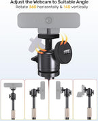 Webcam Tripod Stand for Desk Height Adjustable & 360° Swivel Webcam Mount - Image 2