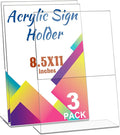Laerjin 3 Pack Acrylic Sign Holder 8.5 x 11, Slanted Back Sign Holders by Laerjin