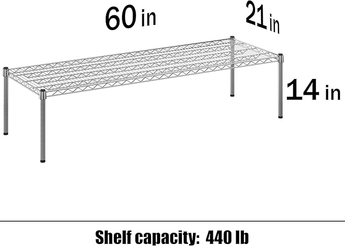 Regal Altair 21" Deep x 60" Wide x 14" Height Wire Shelving Kit | 1-Tier | NSF - Image 3