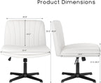 PUKAMI Criss Cross Legged Office Desk Chair No Wheels, PU Leather Modern Swivel - Image 2