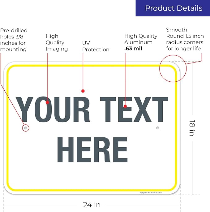 Personalized Custom Customize for Office, Delivery Yellow Sign, 18x24 Inches - Image 3
