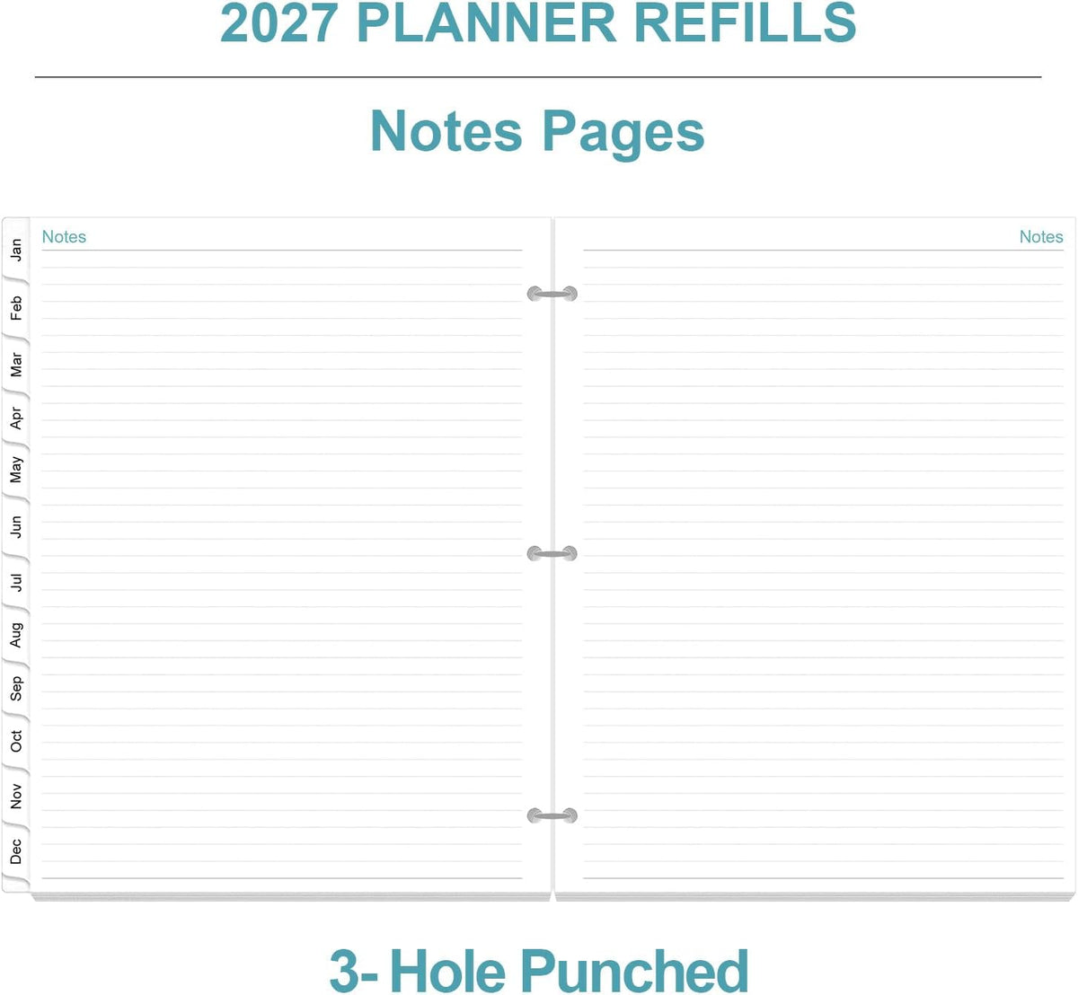 2027 Planner Refill - One Page Per Day, 3-Hole Daily ＆ Monthly Planner Refill...