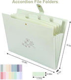 EOOUT 6pcs Expanding File Folders with 5 Pockets, Accordion Folders for Documents, A4 Letter Size Gold-Embossed Floral Plastic File Organizer with Snap Button for School and Office Supplies