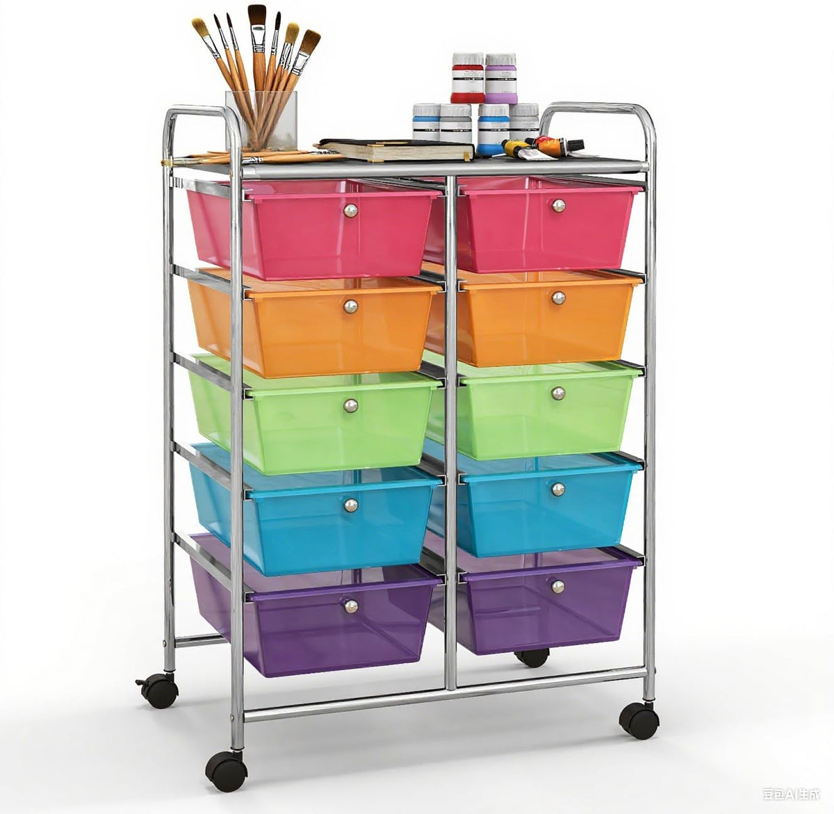 GLACER 10 Drawer Rolling Cart, Storage Cart