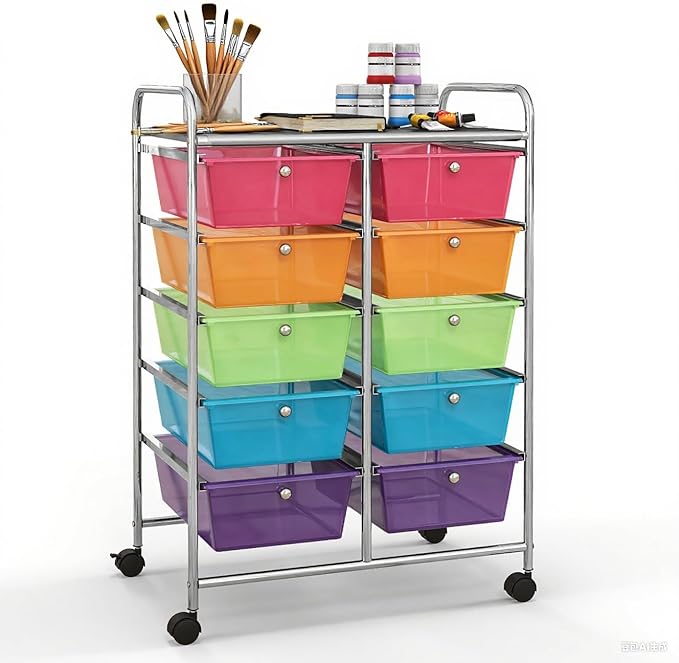 GLACER 10 Drawer Rolling Cart, Storage Cart by GLACERGrowupinhappiness