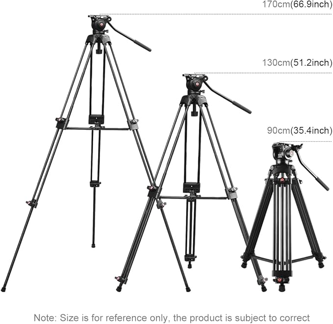 PULUZ 67"/170cm Video Tripod, Heavy Duty Aluminum Alloy Camera Tripod Stand - Image 2