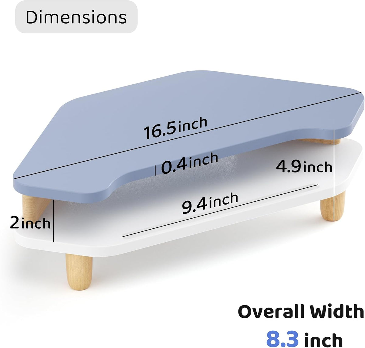 AFOOYO Monitor Stand Riser,2 Tier Corner Wood Sturdy 16.5In Computer Stand, M...