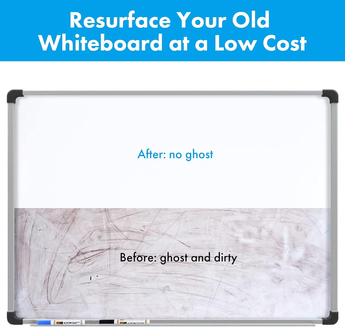 HAMIGAR White Board Dry Erase, 48" x 94" Self-Adhesive Sticker, No ...