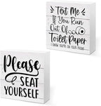 CQM 2 PCs Funny Bathroom Decor, Humorous Bathroom Decorative Sign, Rustic by Unknown