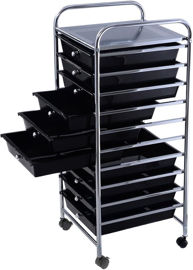 Giantex 10 Drawer Rolling Storage Cart Scrapbook Paper Office School Organizer - Image 9