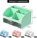COMFYROOM Desk Organizer with 6 Compartments and 2 Drawers, Plastic Makeup - Image 4