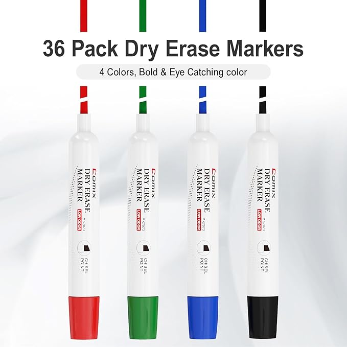 Comix Dry Erase Markers, Chisel Tip Whiteboard Markers, School Supplies - Image 2