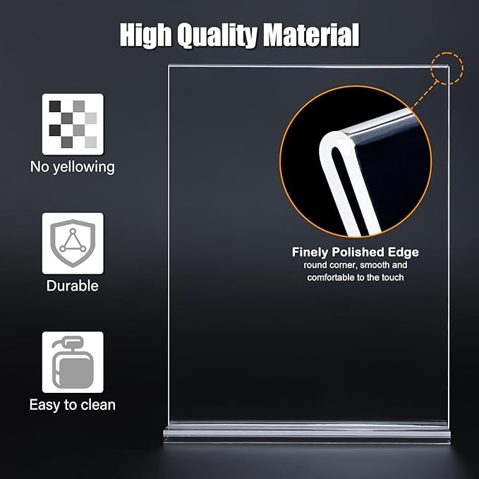 xydstay 12pack Acrylic Sign Holder 8.5 X 11, Vertical T Shape Clear Plastic - Image 4