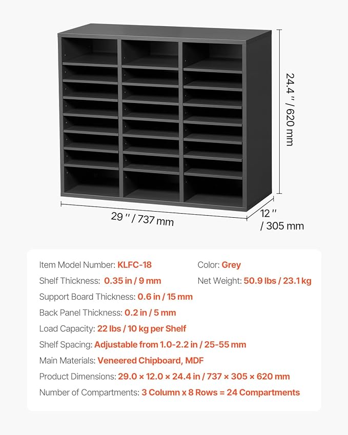 VEVOR Literature Organizer, 24 Compartments Office Mailbox - Image 7