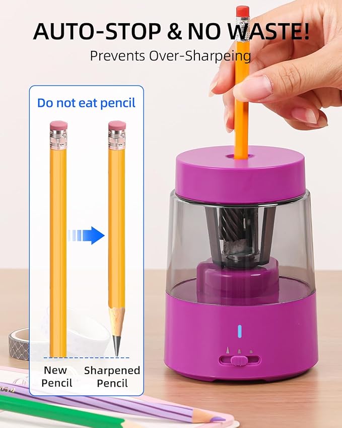 ZMOL Electric Rechargeable Pencil Sharpener, Automatic Pencil Sharpeners Kids - Image 4