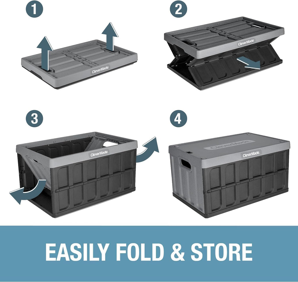 clevermade collapsible storage bins with lids, 46l 3 showing dimensions