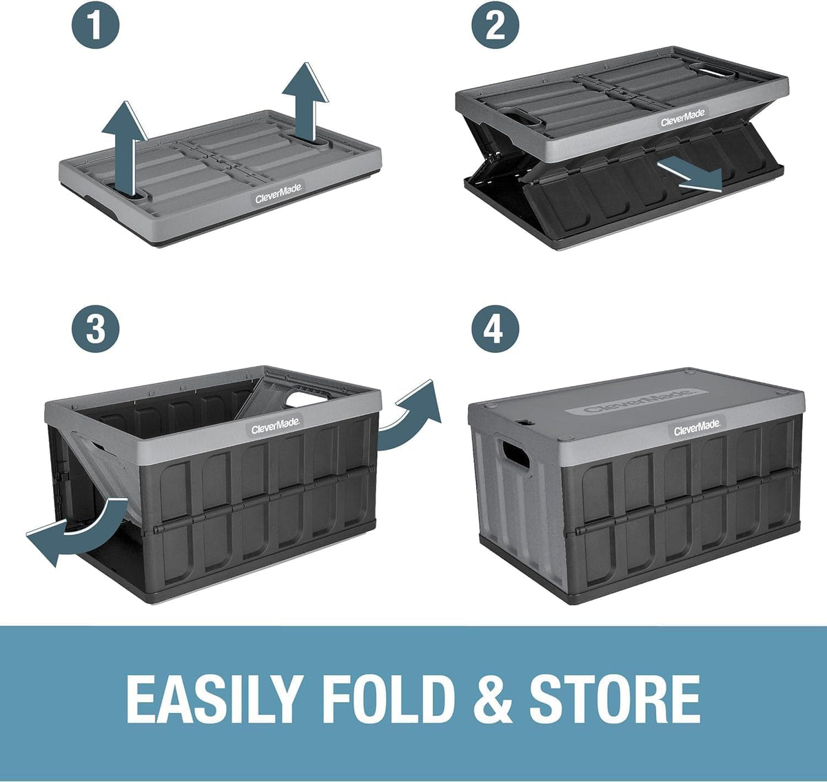 clevermade collapsible storage bins with lids, 46l 3 showing dimensions