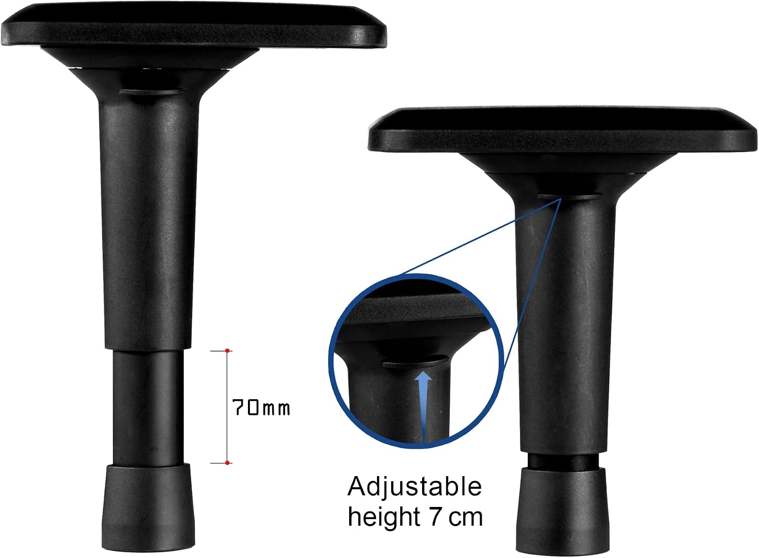 Frassie 4D Height Adjustable Chair Armrest Pair, Gaming Office Boss Chair Arms Set Replacement Part