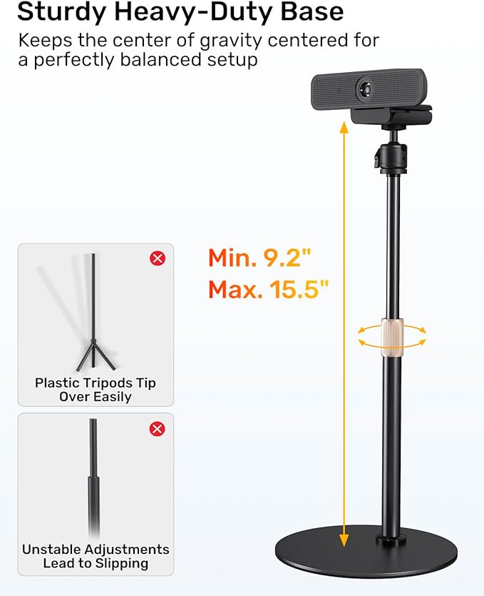 Upgraded Webcam Stand for Desk, Telescopic Webcam Tripod Mount - Image 4