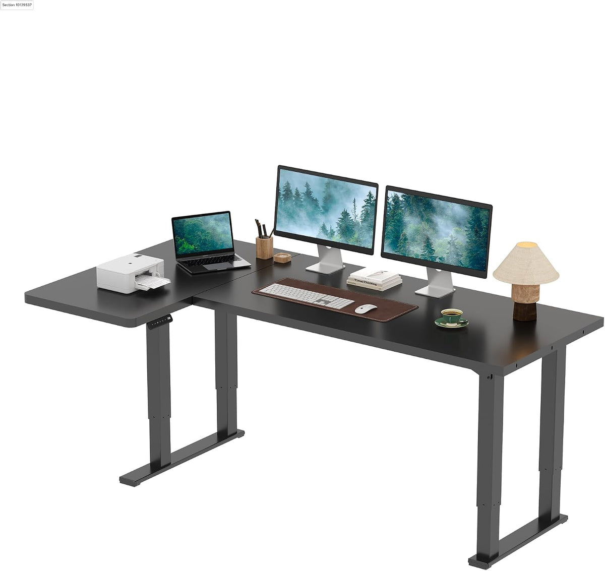 SANODESK 4-Leg L Shaped Standing Desk, Electric Height Adjustable Desk