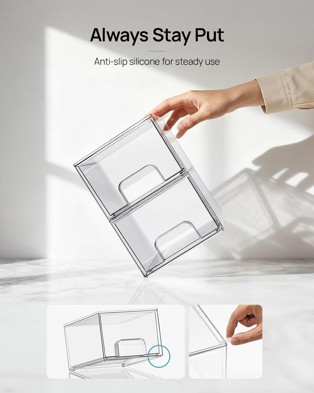 vtopmart 6 pack small clear stackable storage drawers, package contents