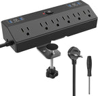 Desk Clamp Power Strip 2 USB C Desktop Mount Outlet Charging Station, 10FT by Fararaka