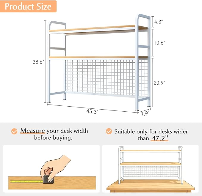 IOTXY 2-Tier Desktop Hutch Bookshelf - Image 2