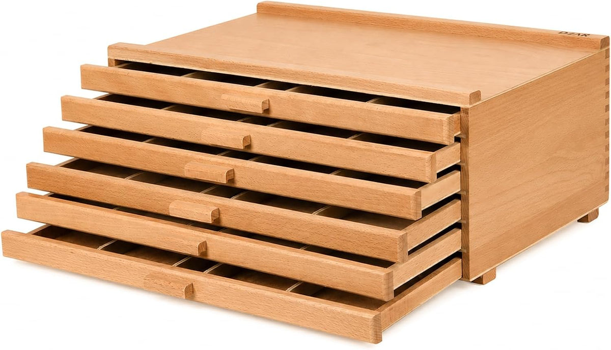 djar 6-drawer beech wood art supply storage box, main product view