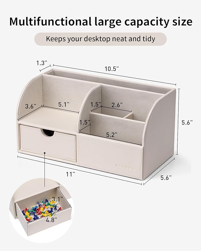 Vlando Office Desk Organizer Leather Desktop Organizer Caddy - Image 2