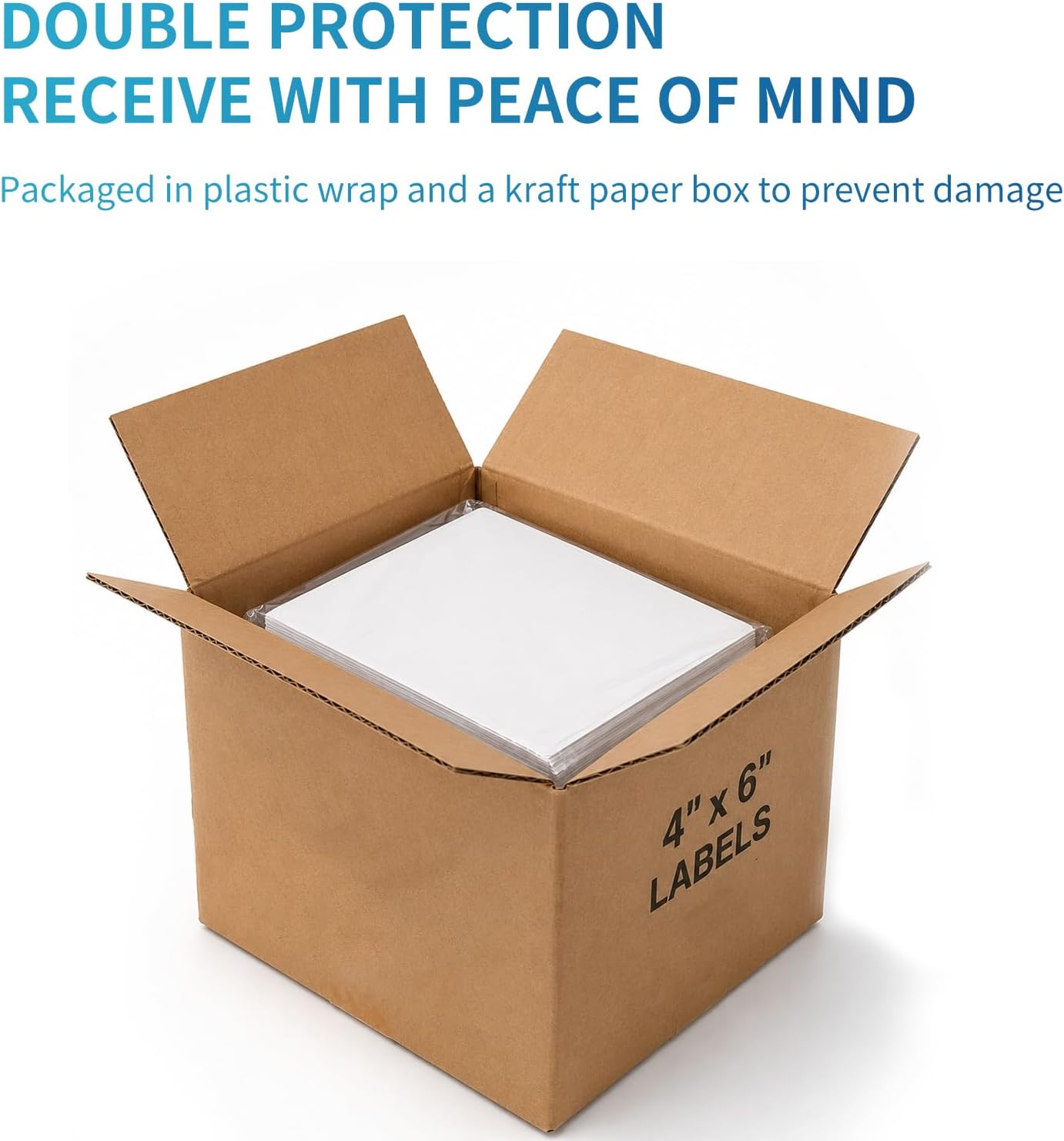9527 Product Fanfold 4 x 6 Direct Thermal Labels White Perforated Shipping Labels, 500pcs per Stack,1 Stack